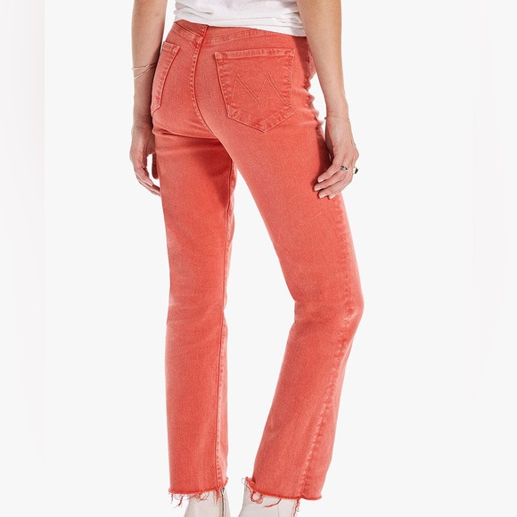 Mother The Swooner Rascal 33 / XL Red Ankle Fray Hem Come Out & Play High Rise - Picture 3 of 7